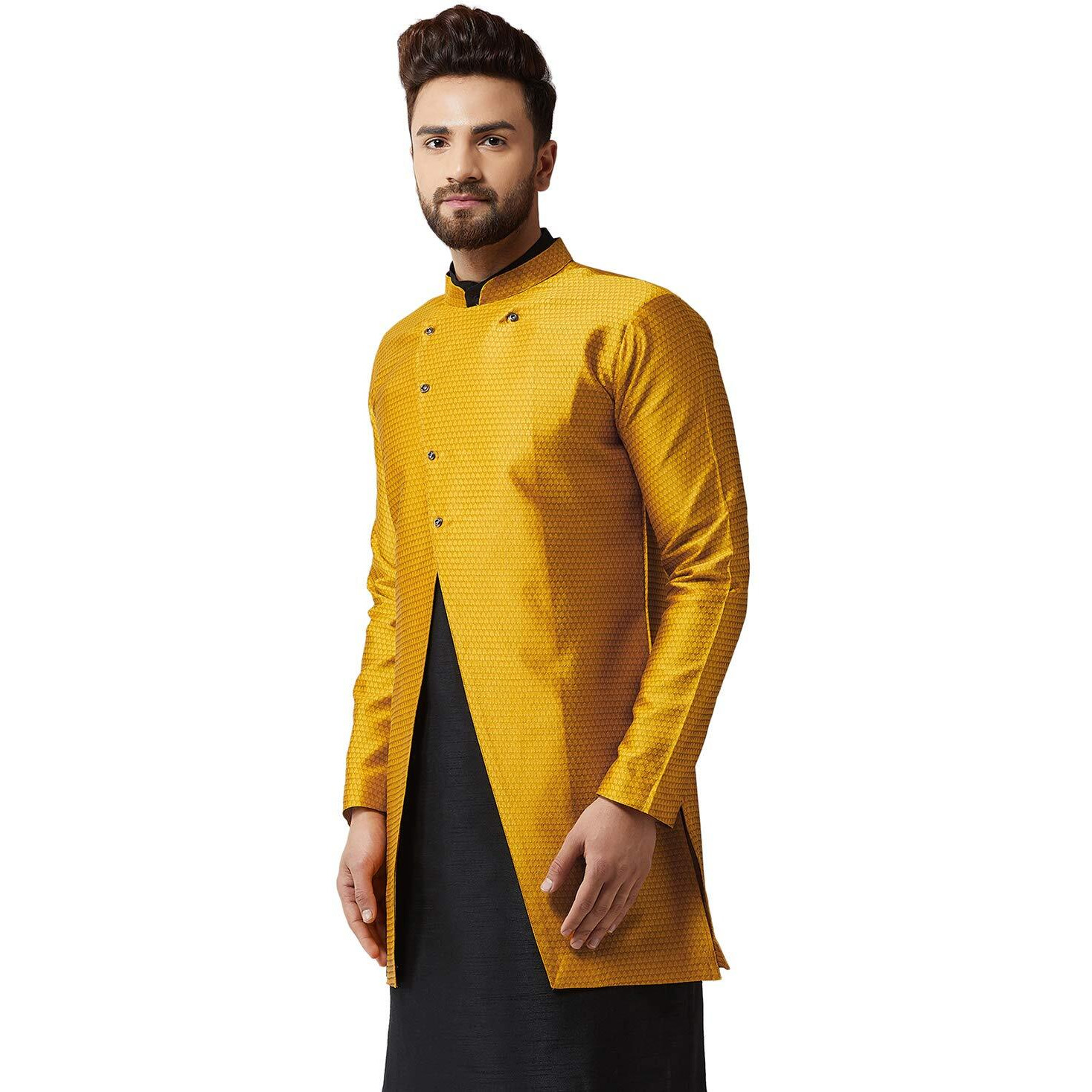 Sojanya (Since 1958 Men's Silk Blend Musatard Only Jacket Size 40 Mustard