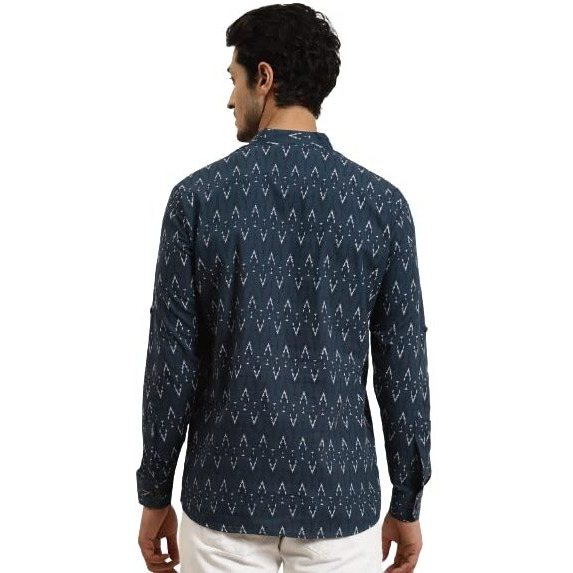 Sojanya (Since 1958 Men's Cotton Peacock Blue Printed Only Short Kurta