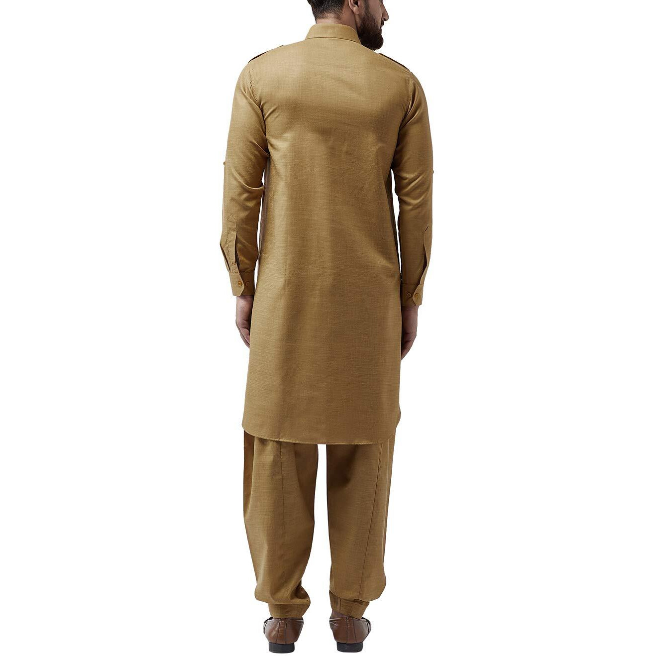 Sojanya (Since 1958 Mens Mustard Cotton Pathani Kurta Salwar Set Size Xl