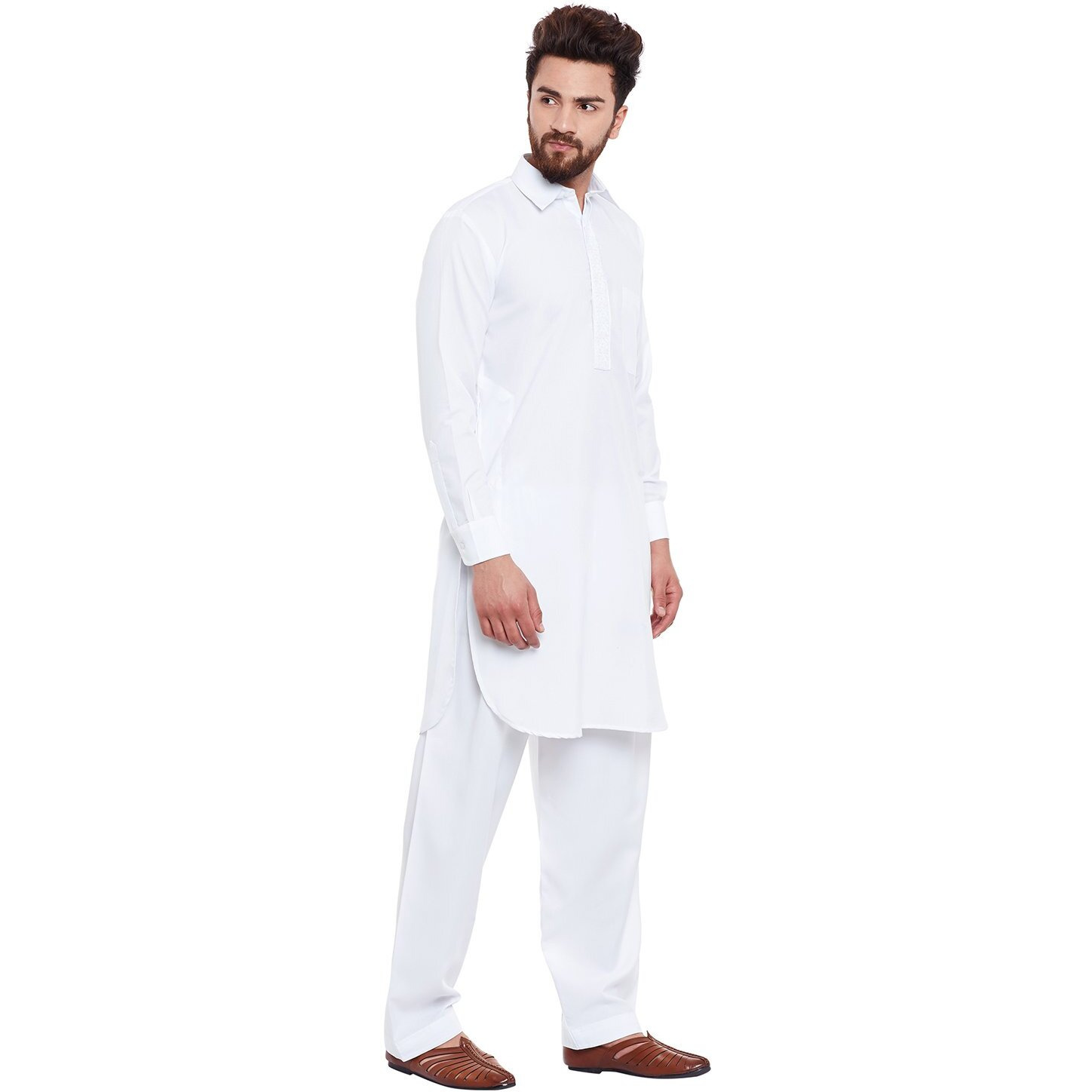 Sojanya (Since 1958 Men's Classic White Cotton Blend Pathani Kurta Salwar
