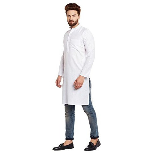 Sojanya (Since 1958 Men's White Cotton Linen Only Long Kurta