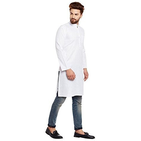 Sojanya (Since 1958 Men's White Cotton Linen Only Long Kurta