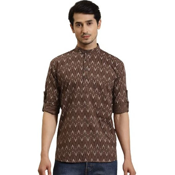 Sojanya (Since 1958 Men's Cotton Brown Printed Only Short Kurta