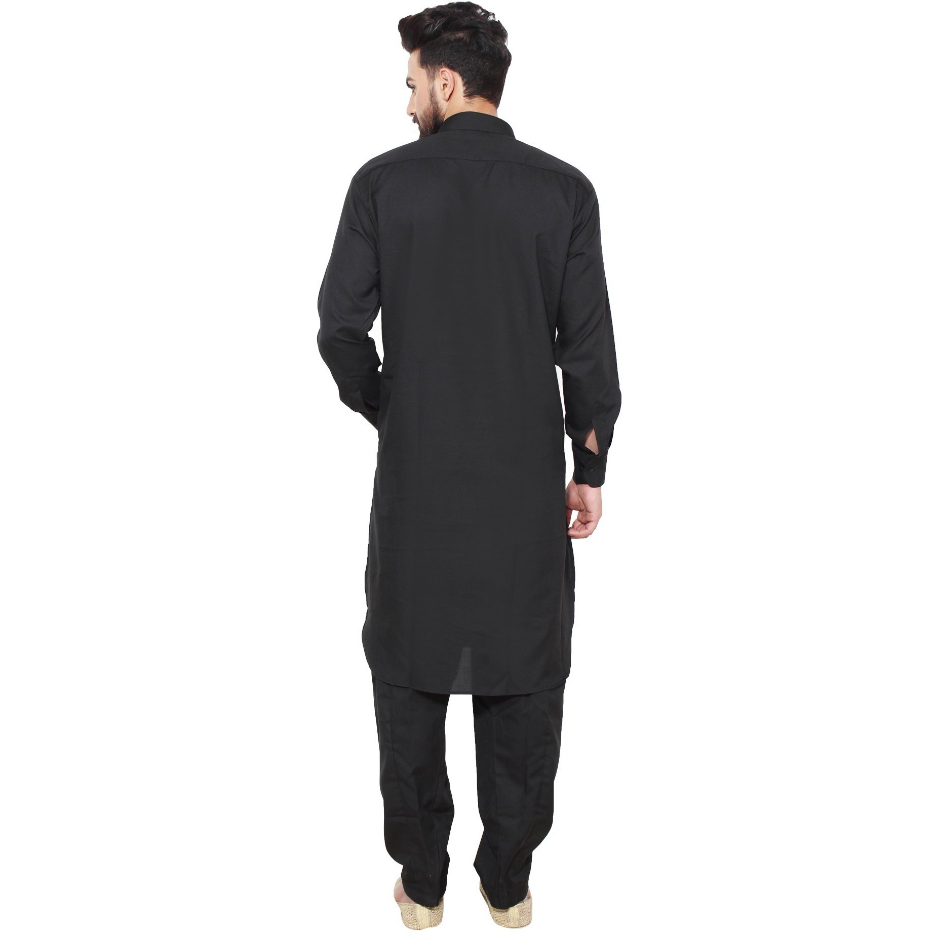 Sojanya (Since 1958 Men's Black Cotton Blend Pathani Kurta & Salwar Set Size Xxl