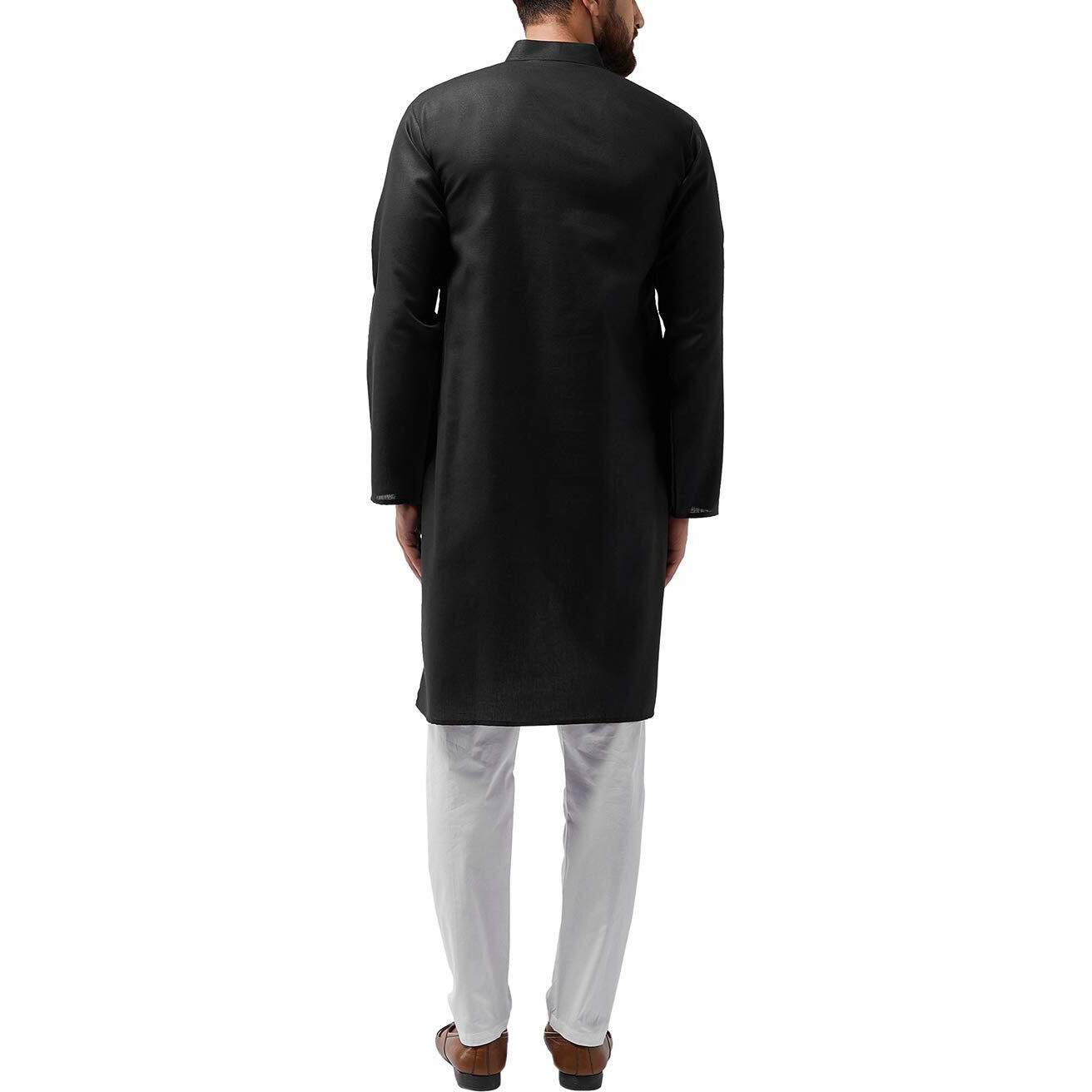 Sojanya (Since 1958 Men's Black Cotton Blend Only Long Kurta Size M
