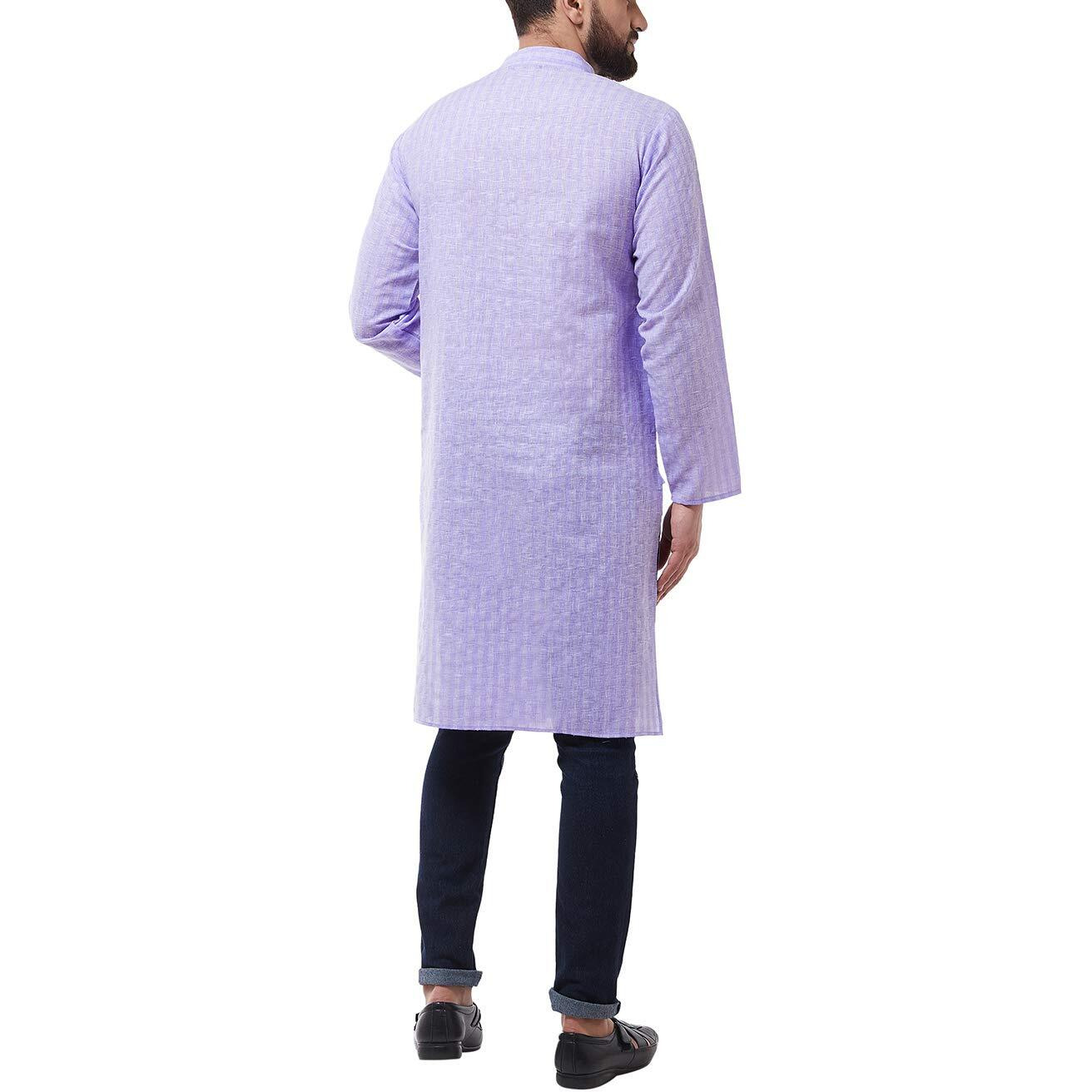 Sojanya (Since 1958 Men's Cotton Blend Purple Woven Design Only Long Kurta Size 38