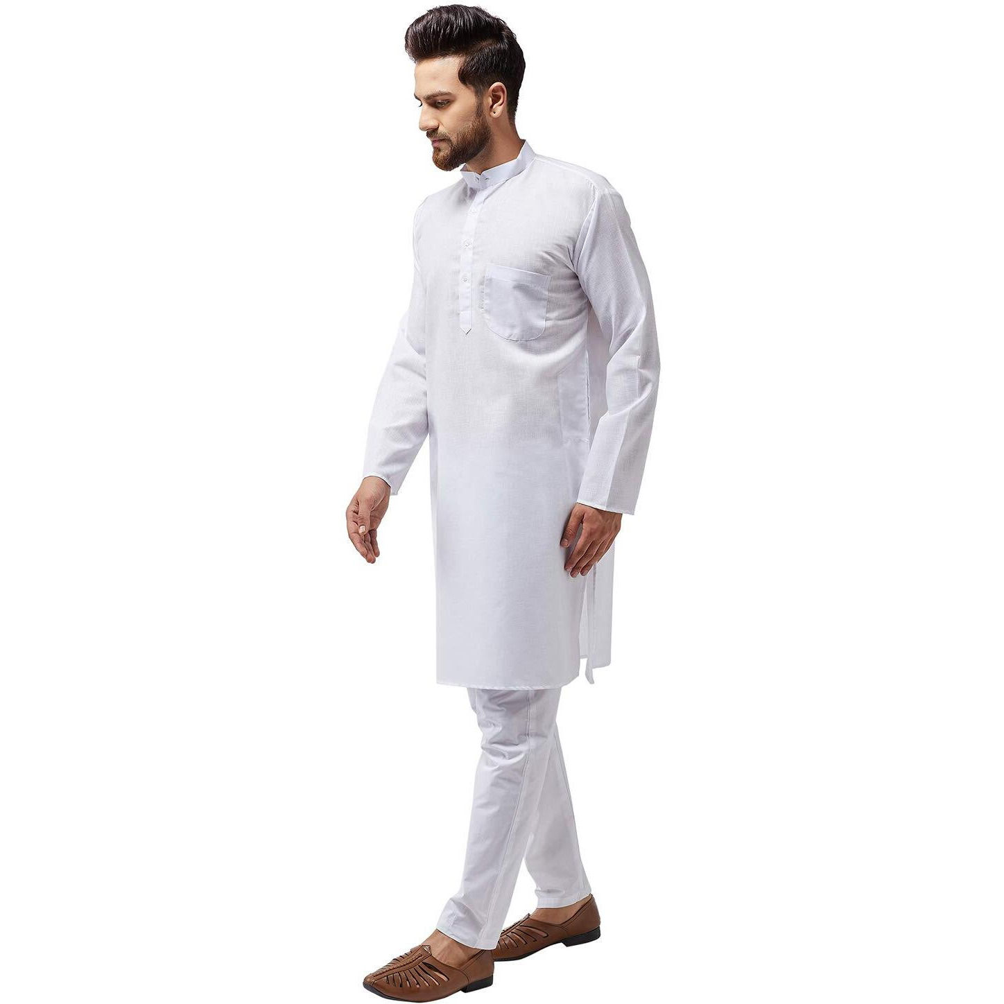 Sojanya (Since 1958 Men's White Cotton Blend Only Long Kurta Size M