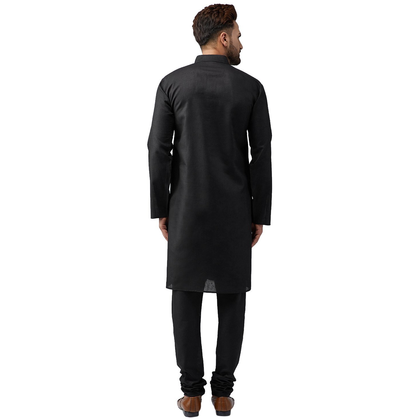 Sojanya (Since 1958 Men's Black Cotton Kurta Churidar Pyjama Set Size M
