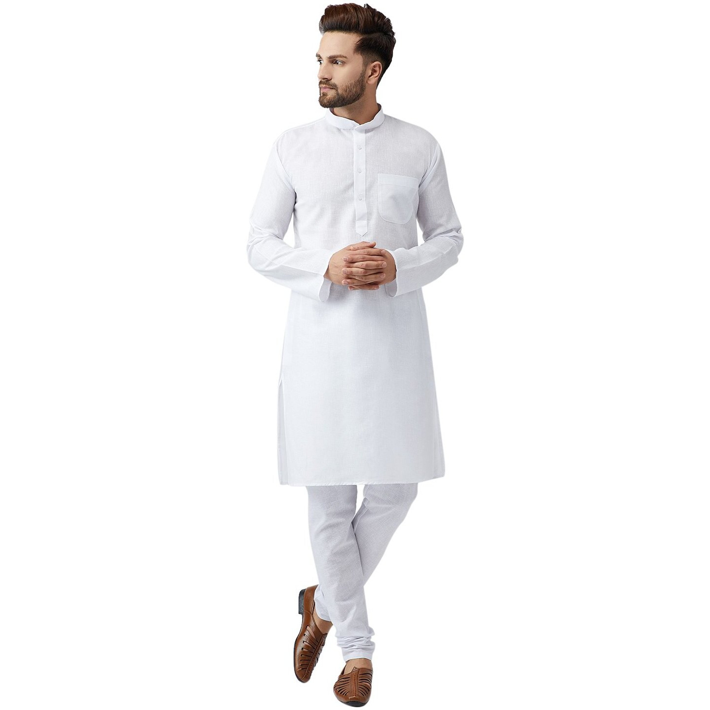 Sojanya (Since 1958 Men's White Cotton Kurta Churidar Pyjama Set Size Xxl