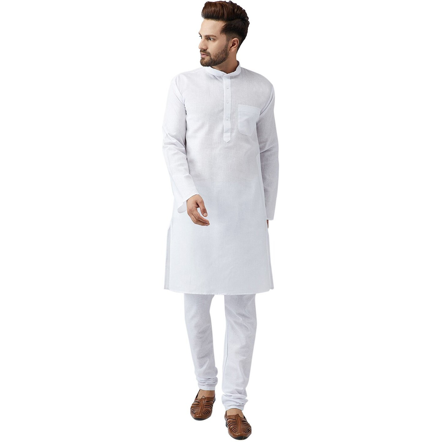 Sojanya (Since 1958 Men's White Cotton Kurta Churidar Pyjama Set Size Xxl