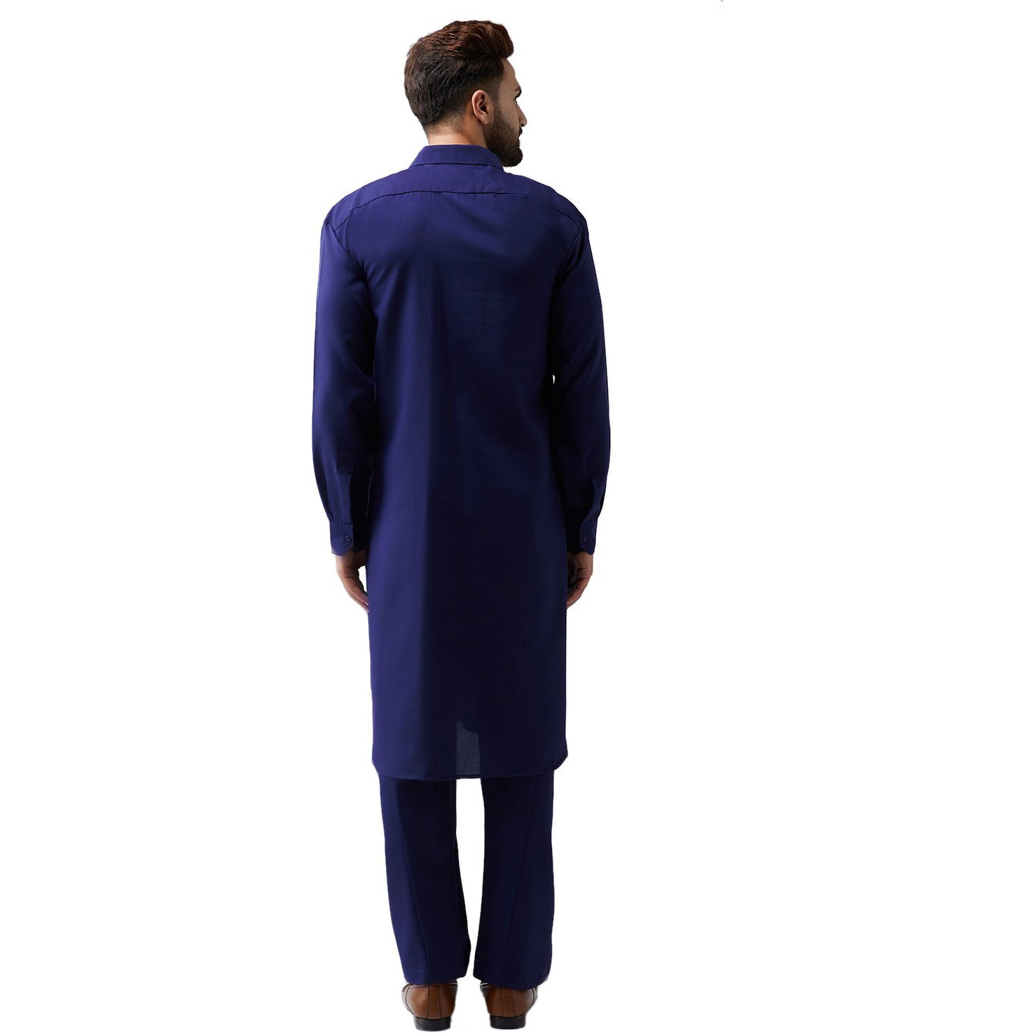 Sojanya (Since 1958 Men's Navy Blue Cotton Kurta Pathani Set Size Xl
