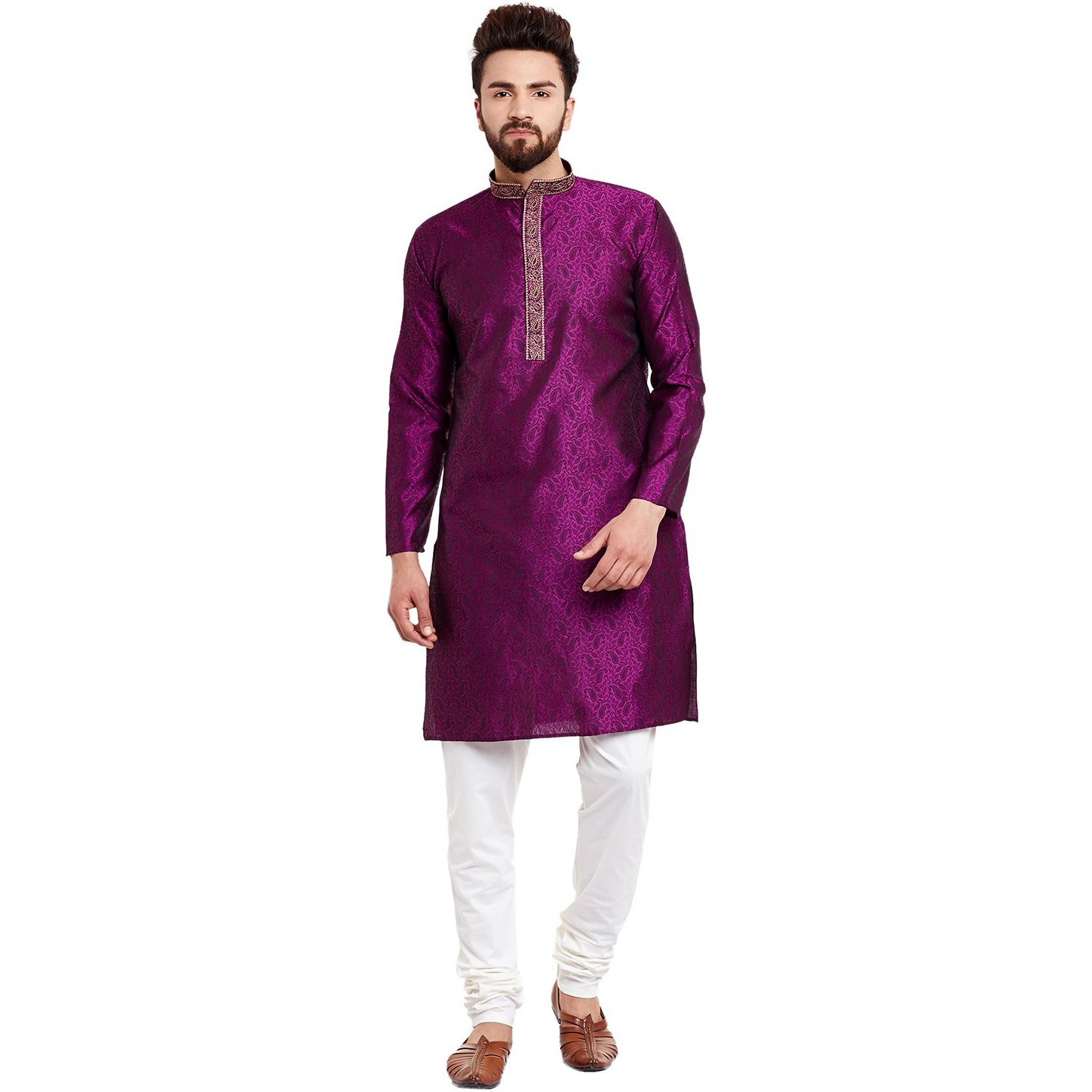 Sojanya (Since 1958 Men's Jacquard Silk Kurta & Churidaar Pyjama