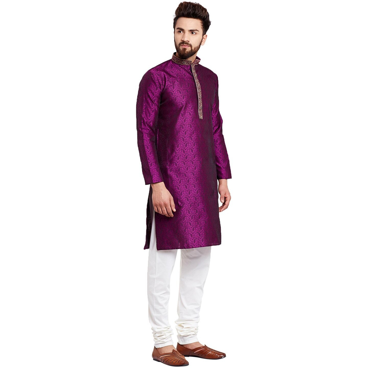 Sojanya (Since 1958 Men's Jacquard Silk Kurta & Churidaar Pyjama