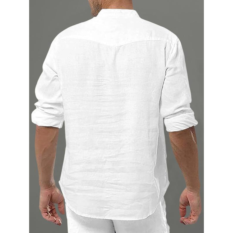 Royalscout Men's Cotton Polyester Blend Solid Regular Fit Full Sleeve Short Kurta | Ethnic, Lightweight Summer Kurta For Daily & Occasion Use White