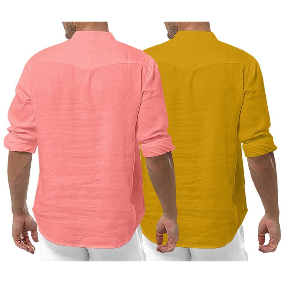 Royalscout Men's Cotton Polyester Blend Solid Regular Fit Full Sleeve Short Kurta | Ethnic, Lightweight Summer Kurta For Daily & Occasion Use