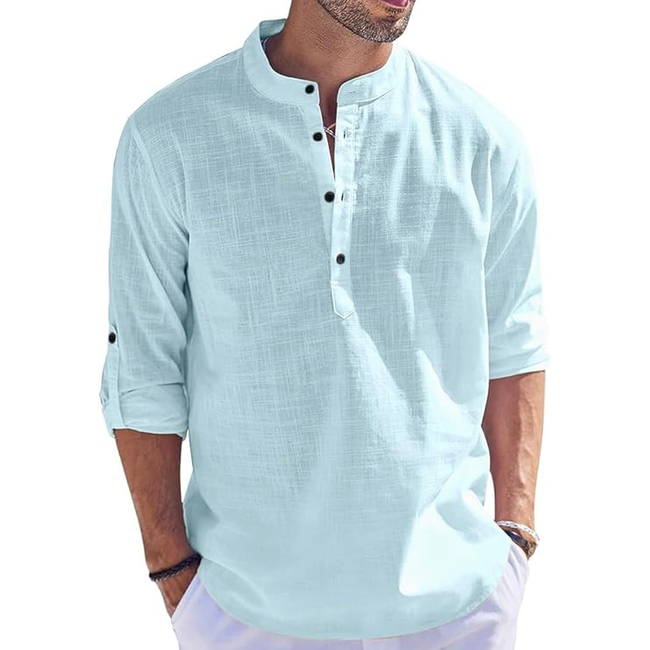 Bellstone Men's Cotton Blend Solid Regular Fit Kurta (Kurta1500_Single_Aqua_M