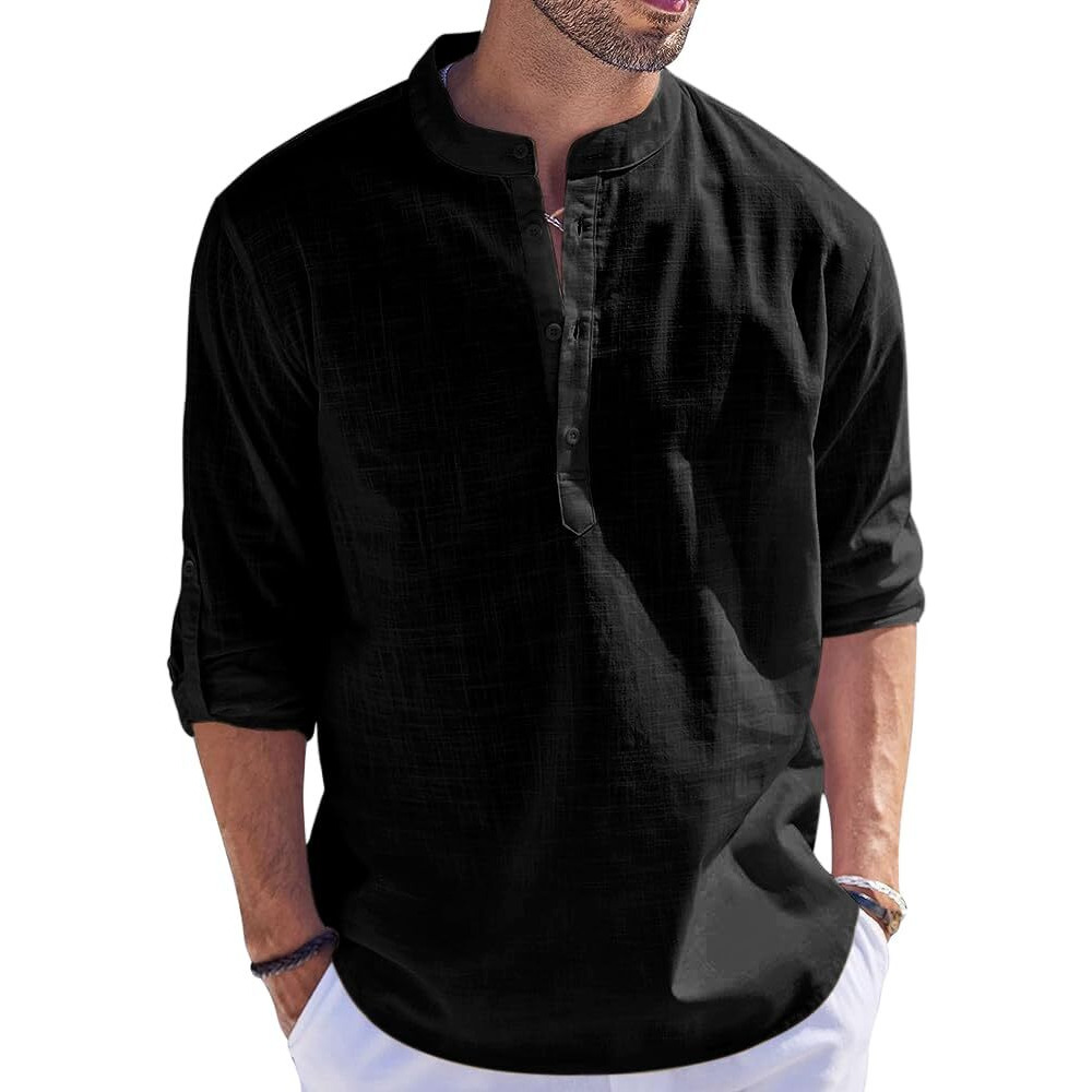 Bellstone Men's Cotton Blend Solid Regular (Kurta_Black_S)