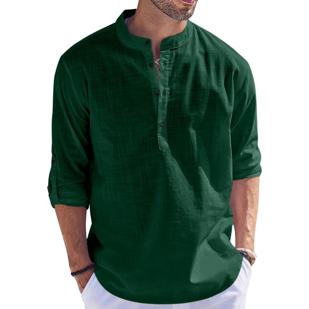 Bellstone Men's Cotton Blend Solid Regular Fit Kurta (Kurta1500_Single_Dark Green_S