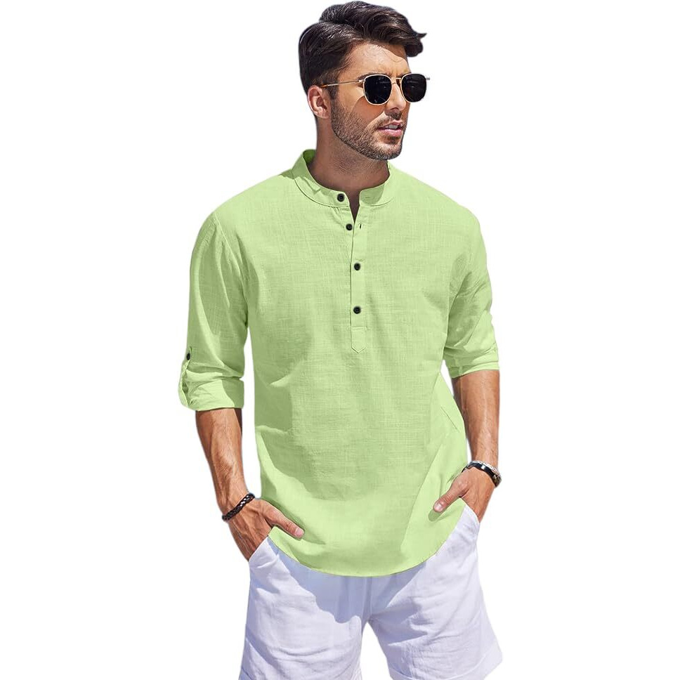 Bellstone Men's Cotton Blend Solid Regular Fit Kurta (Kurta1500_Single_Light Green_Xl