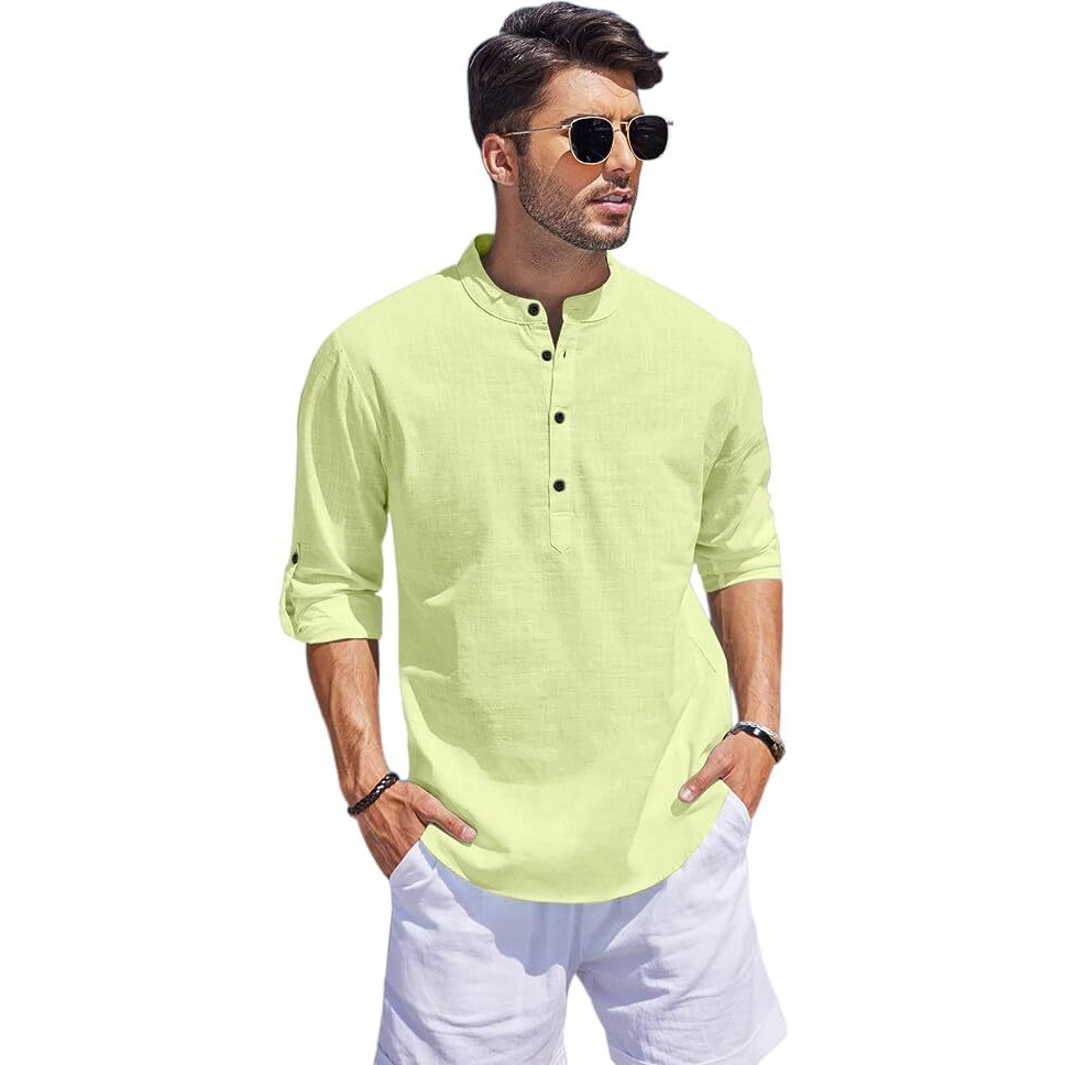 Bellstone Men's Cotton Blend Solid Regular Fit Kurta (Kurta1500_Single_Light Yellow_M
