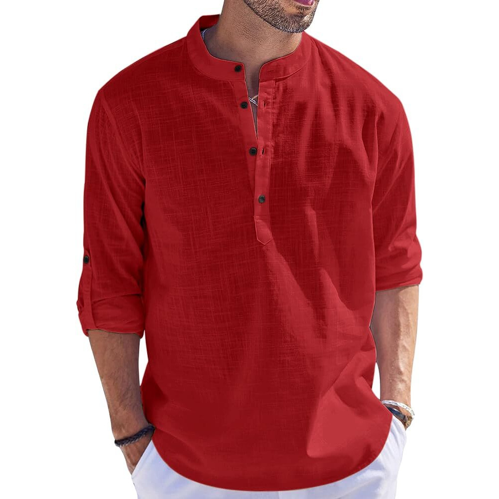 Bellstone Men's Cotton Blend Solid Regular Fit Kurta (Kurta1500_Single_Maroon_L