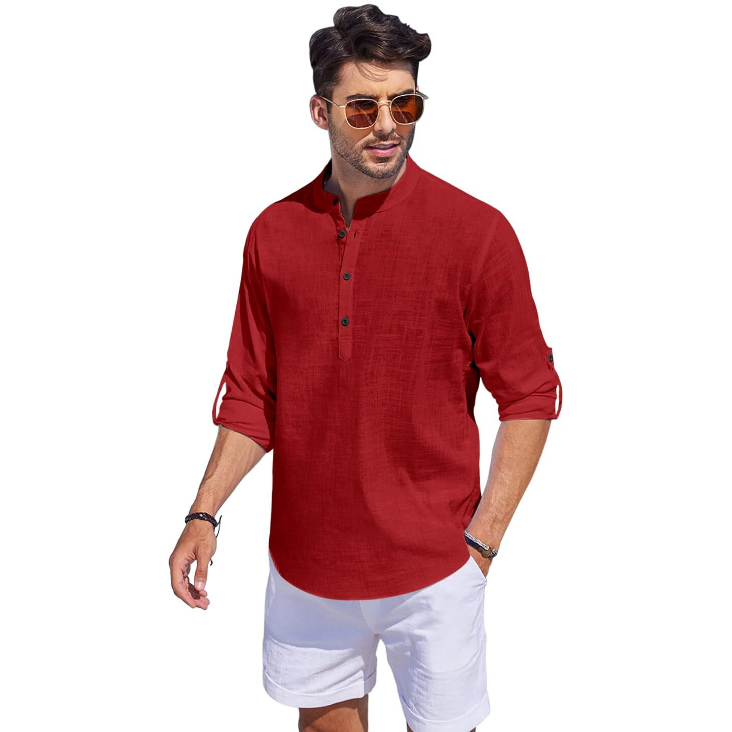 Bellstone Men's Cotton Blend Solid Regular Fit Kurta (Kurta1500_Single_Maroon_L