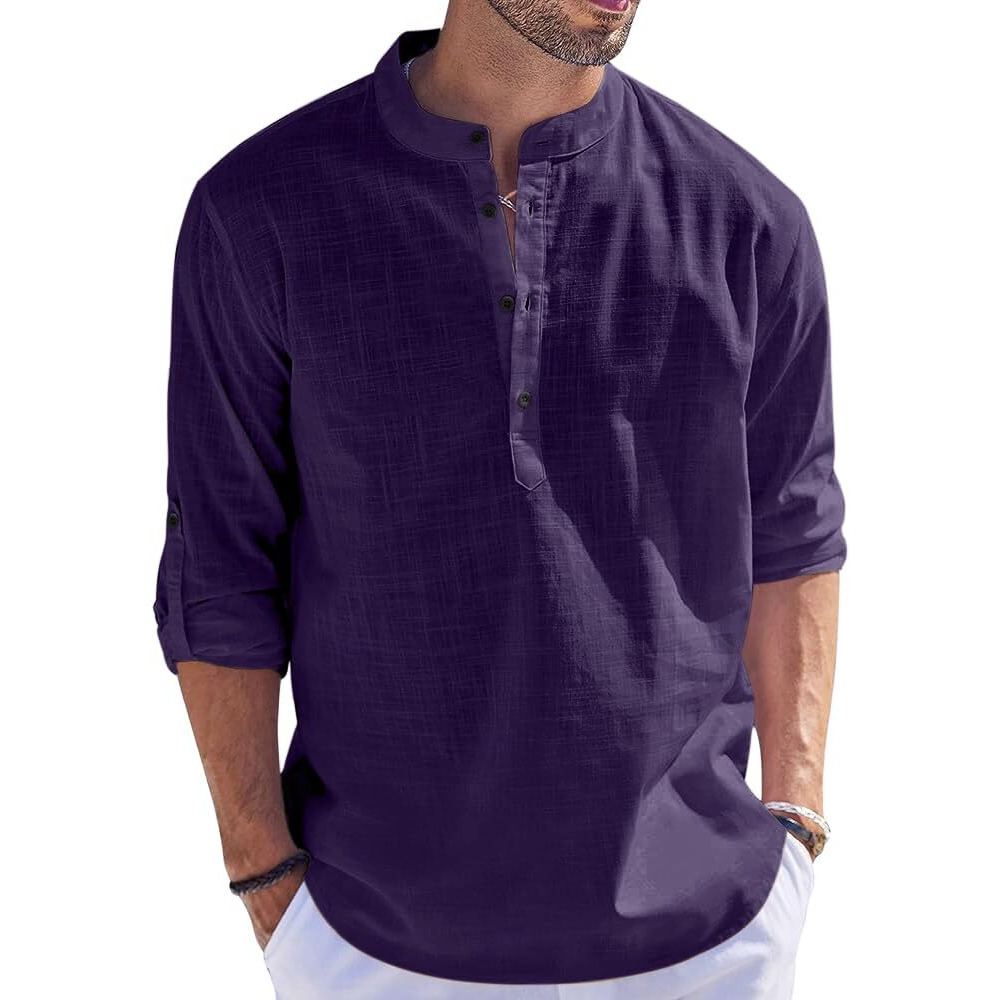 Bellstone Men's Cotton Blend Solid Regular Fit Kurta (Kurta1500_Single_Purple_S