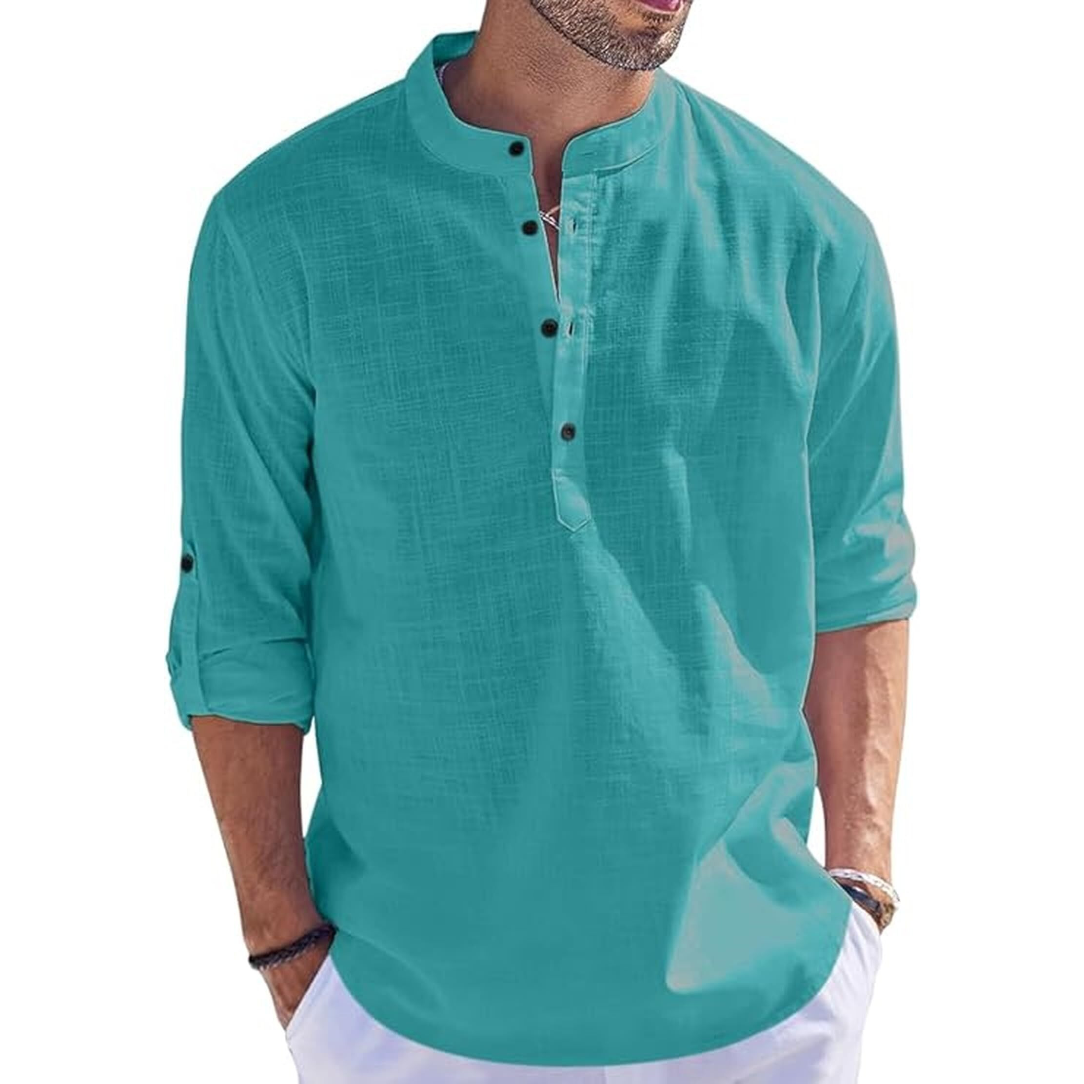 Bellstone Men's Cotton Blend Solid Regular Fit Kurta (Kurta1500_Single_Rama_S