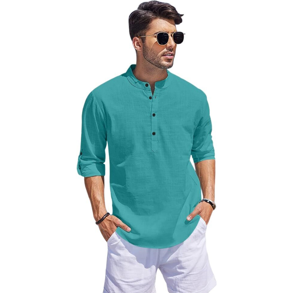 Bellstone Men's Cotton Blend Solid Regular Fit Kurta (Kurta1500_Single_Rama_Xl