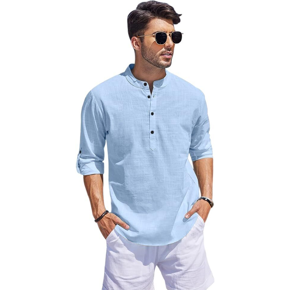 Bellstone Men's Cotton Blend Solid Regular Fit Kurta (Kurta1500_Single_Sky Blue_Large