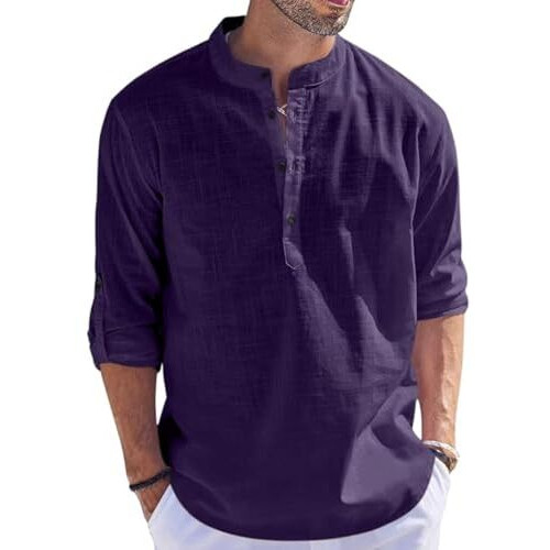 Bellstone Men's Cotton Blend Solid Regular Fit Dress Shirt (Kurta1500_Combo_Navy & Maroon_M