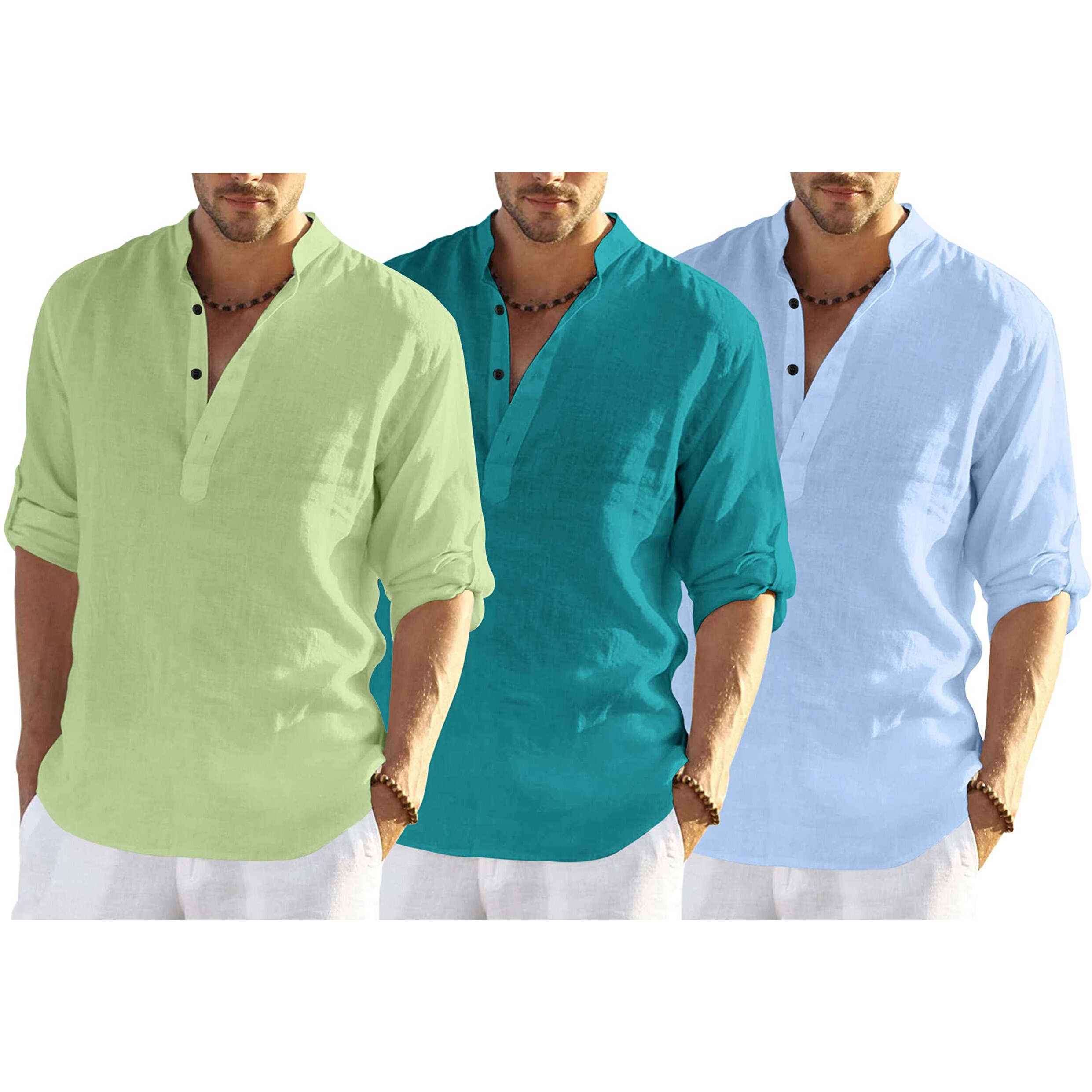 Bellstone Men's Solid Regular Fit Dress Shirt (Kurta800_Triple-P_L Green-Rama-Gold