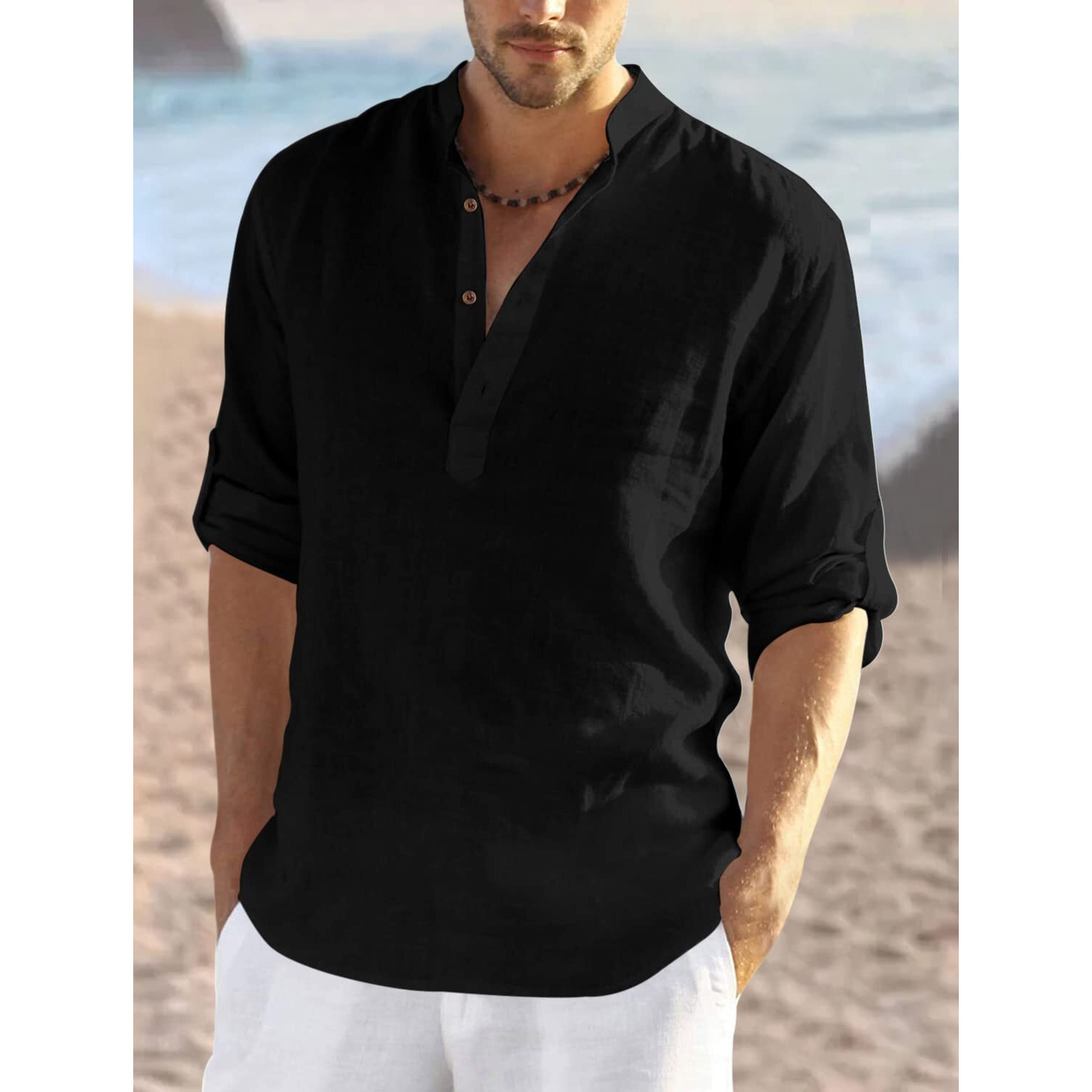 Bellstone Men's Cotton Blend Solid Regular Dress Shirt (Kurta800_Combo_Black_Red_Xl