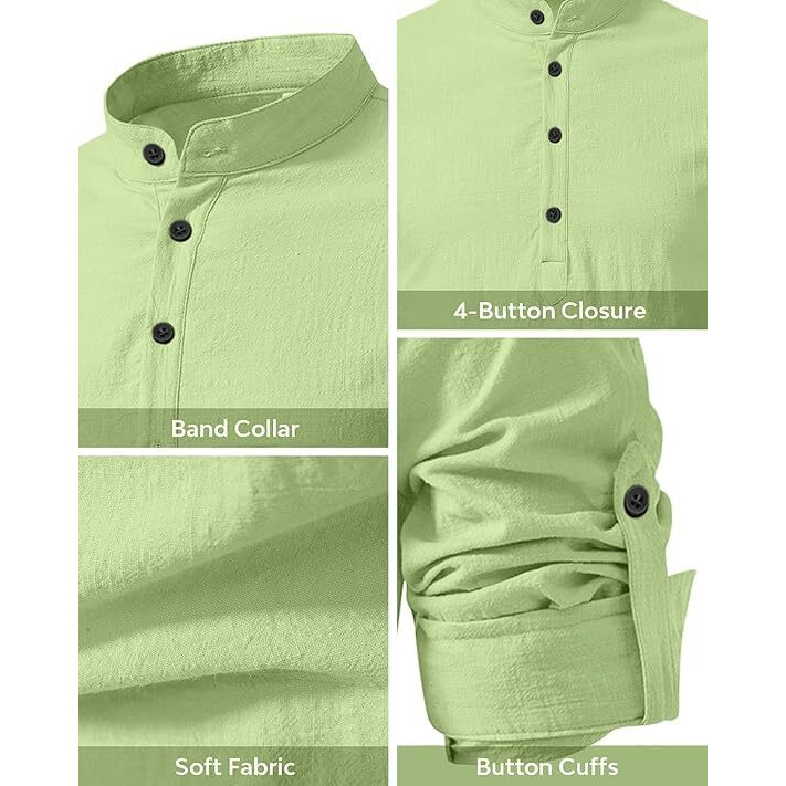 Bellstone Men's Cotton Blend Solid Regular Dress Shirt (Kurta800_Combo_Light Green_Maroon_Xl_Lighr