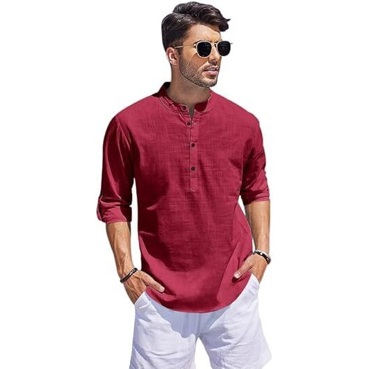 Bellstone Men's Cotton Blend Solid Regular Dress Shirt (Kurta800_Combo_Navy Blue_Maroon_M