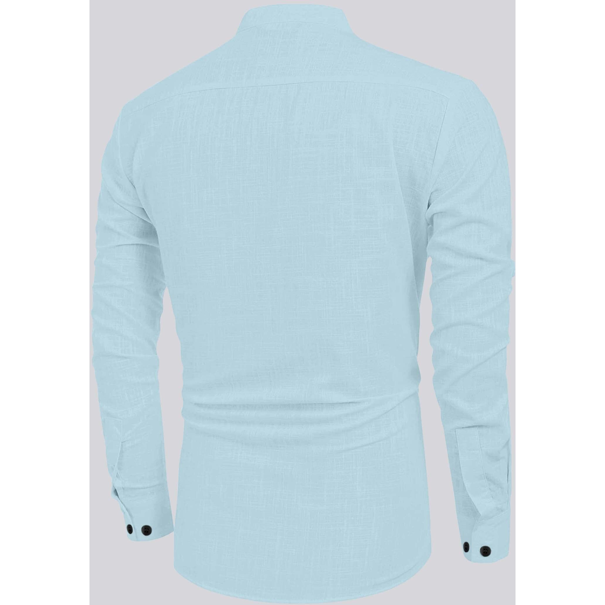 Bellstone Men's Cotton Blend Solid Regular Shirt (Kurta800_Aqua_L