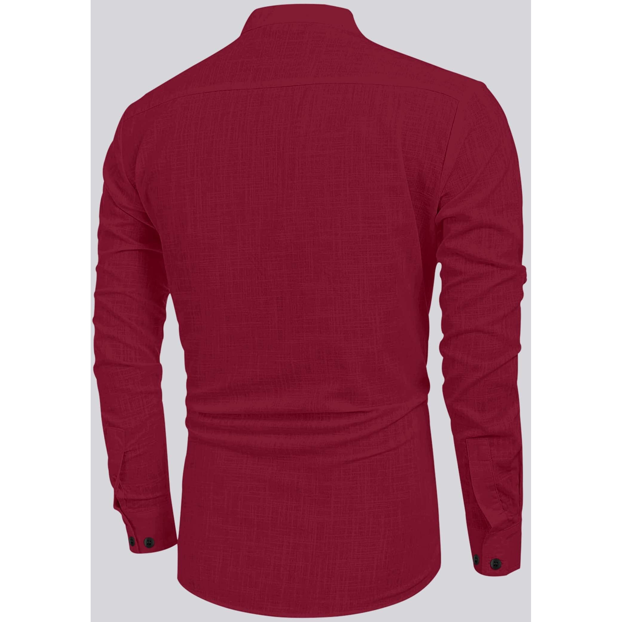 Bellstone Men's Cotton Blend Solid Regular Shirt (Kurta800_Burgundy_Xxl