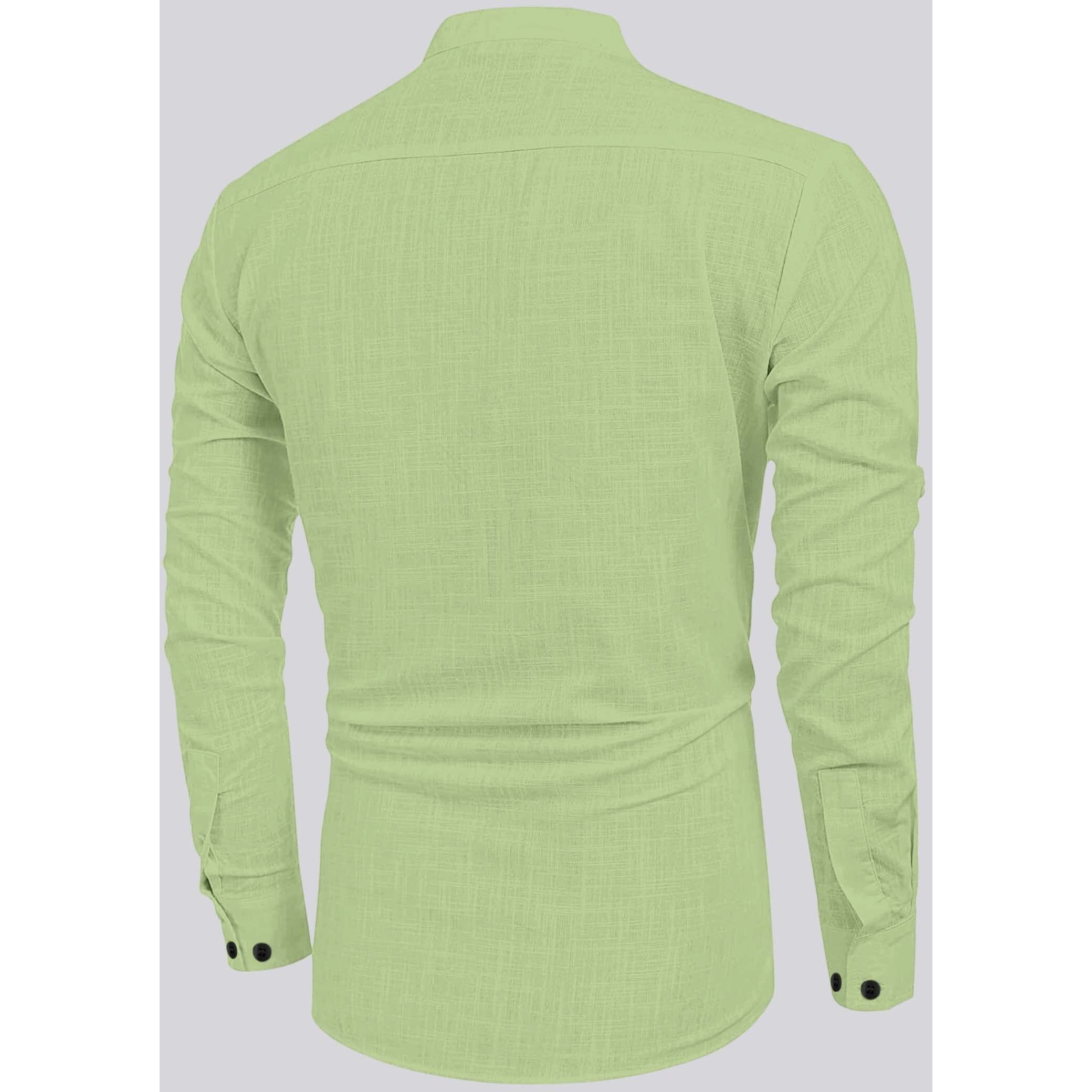Bellstone Men's Cotton Blend Solid Regular Shirt (Kurta800_Light Green_M