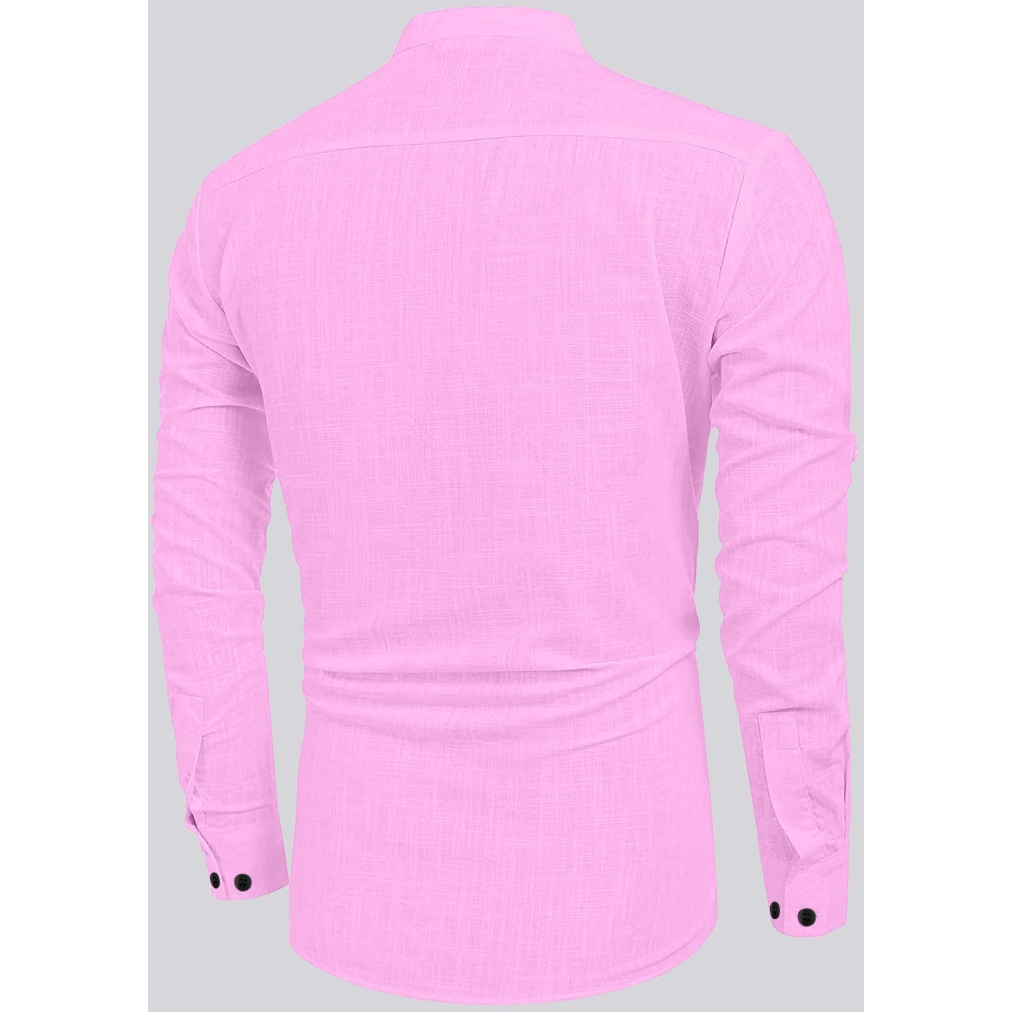 Bellstone Men's Cotton Blend Solid Regular Shirt (Kurta800_Light Pink_Xl