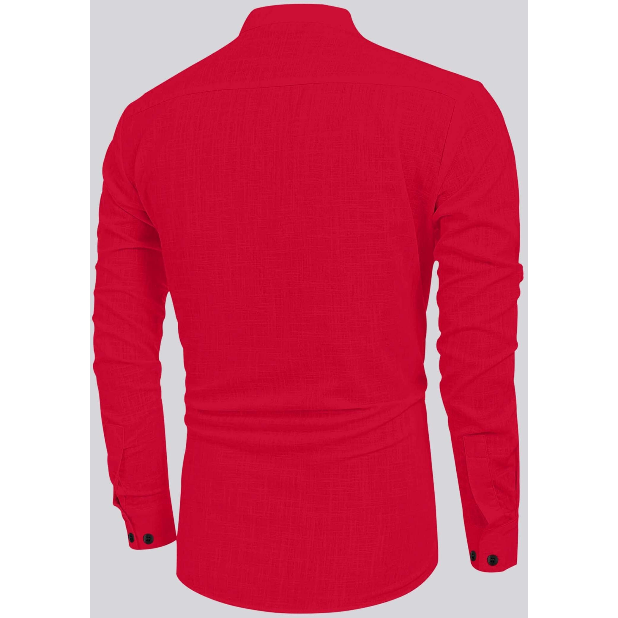 Bellstone Men's Cotton Blend Solid Regular Shirt (Kurta800_Red_M