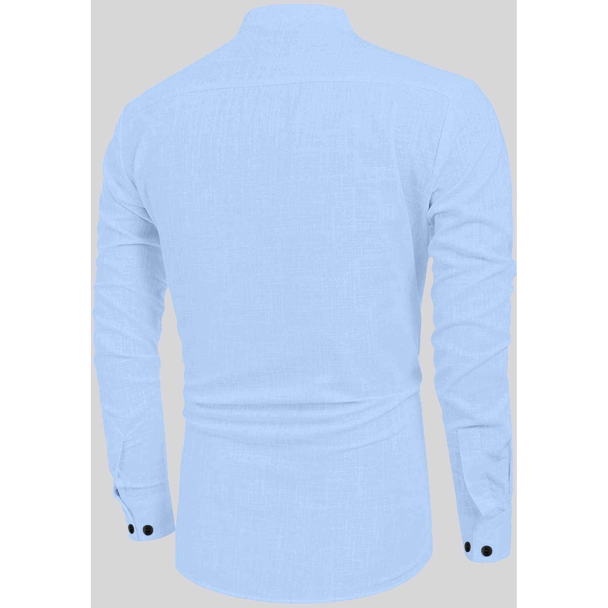 Bellstone Men's Cotton Blend Solid Regular Shirt (Kurta800_Sky Blue_M