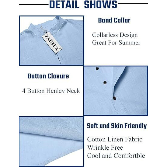 Bellstone Men's Cotton Blend Solid Regular Shirt (Kurta800_Sky Blue_Xl