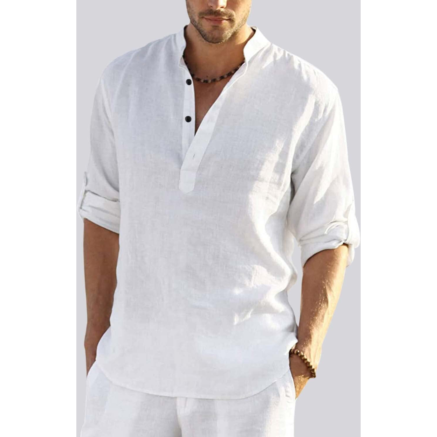 Bellstone Men's Cotton Blend Solid Regular Shirt (Kurta800_White_Xxl