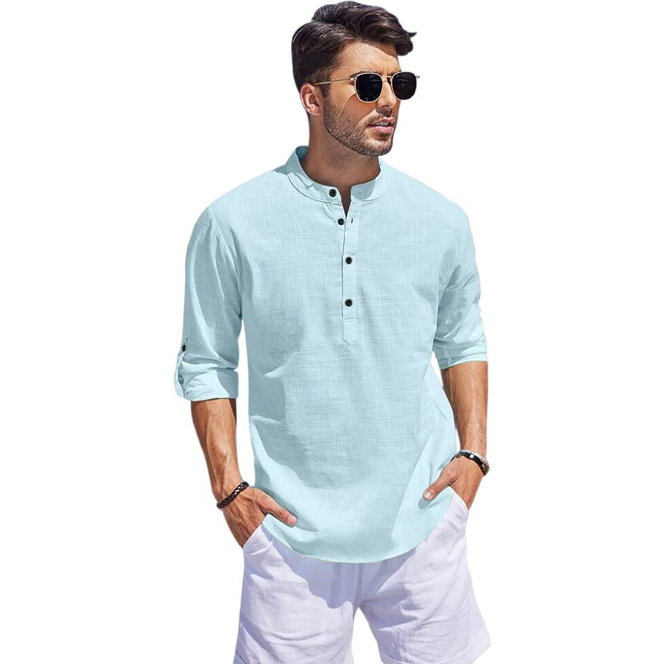 Bellstone Men's Cotton Blend Solid Regular Fit Kurta (Kurta1500_Single_Aqua_2Xl