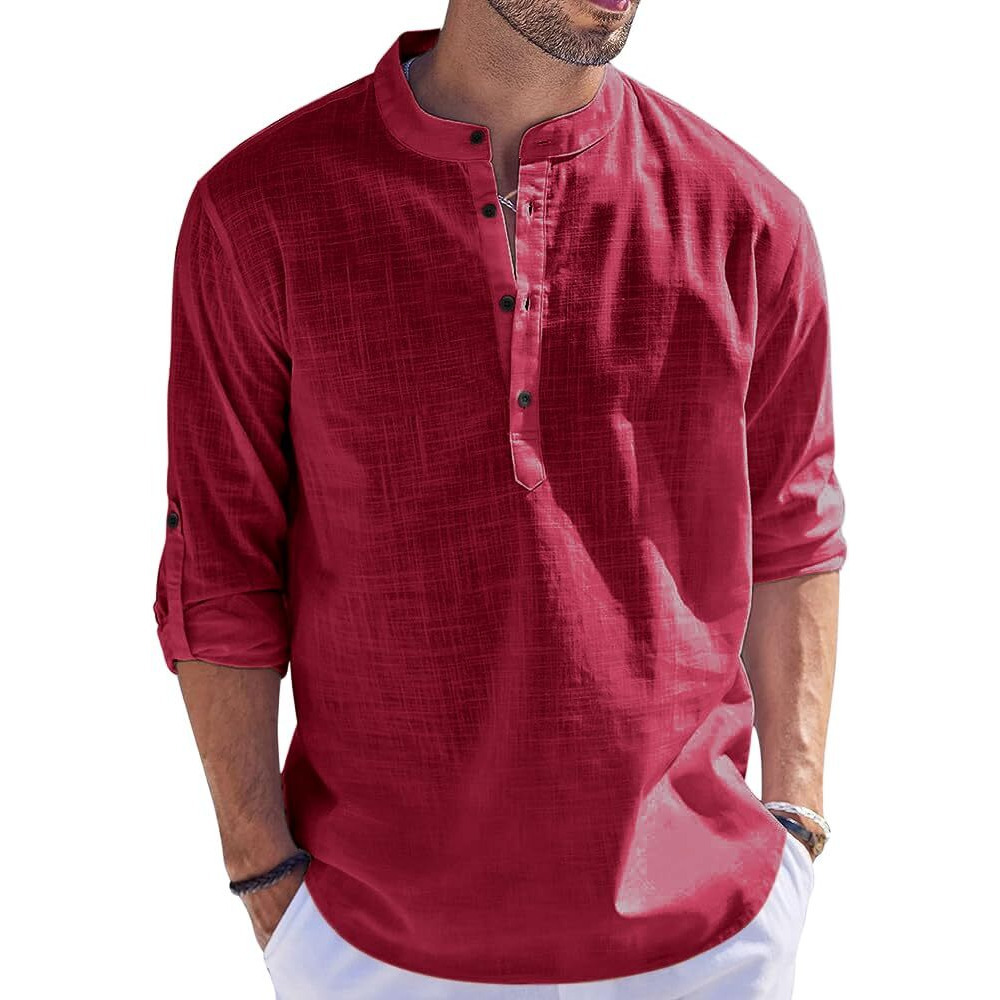 Bellstone Men's Cotton Blend Solid Regular Fit Kurta (Kurta1500_Single_Burgundy_2Xl