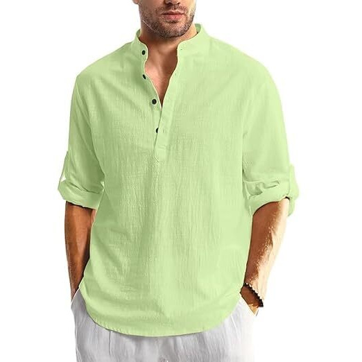 Bellstone Men's Cotton Blend Solid Regular Fit Dress Shirt (Kurta1500_Combo_L Pink & L Green_2Xl Light