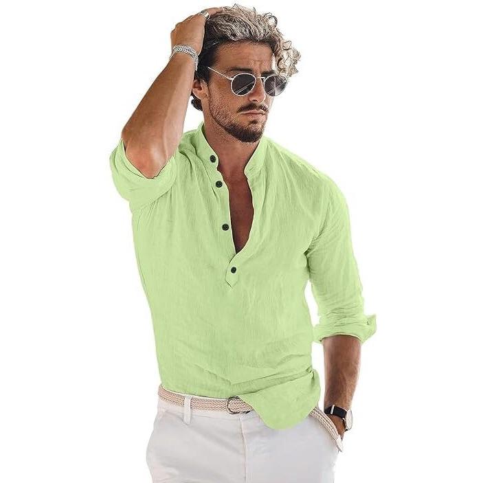 Bellstone Men's Cotton Blend Solid Regular Fit Dress Shirt (Kurta1500_Combo_Sky & L Green_2Xl Light