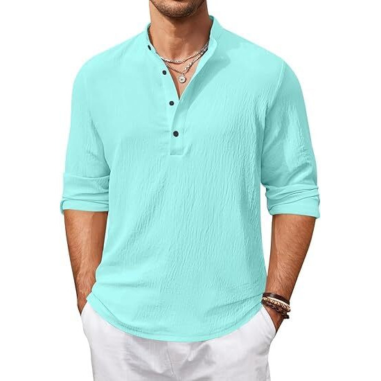 Bellstone Men's Cotton Blend Regular Shirt (Kurta1601_Aqua_S
