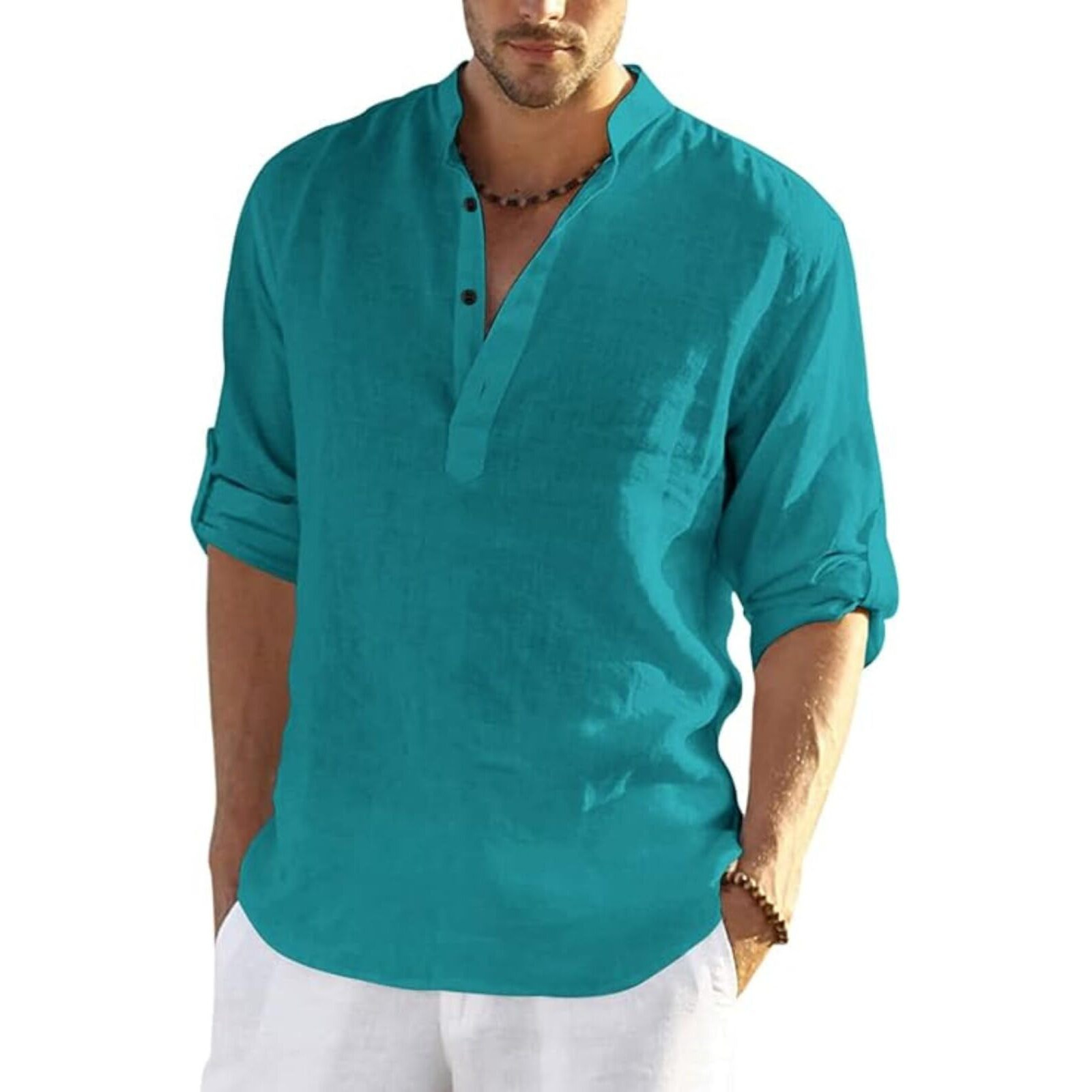 Bellstone Men's Cotton Blend Regular Shirt (Kurta1601_Rama_M