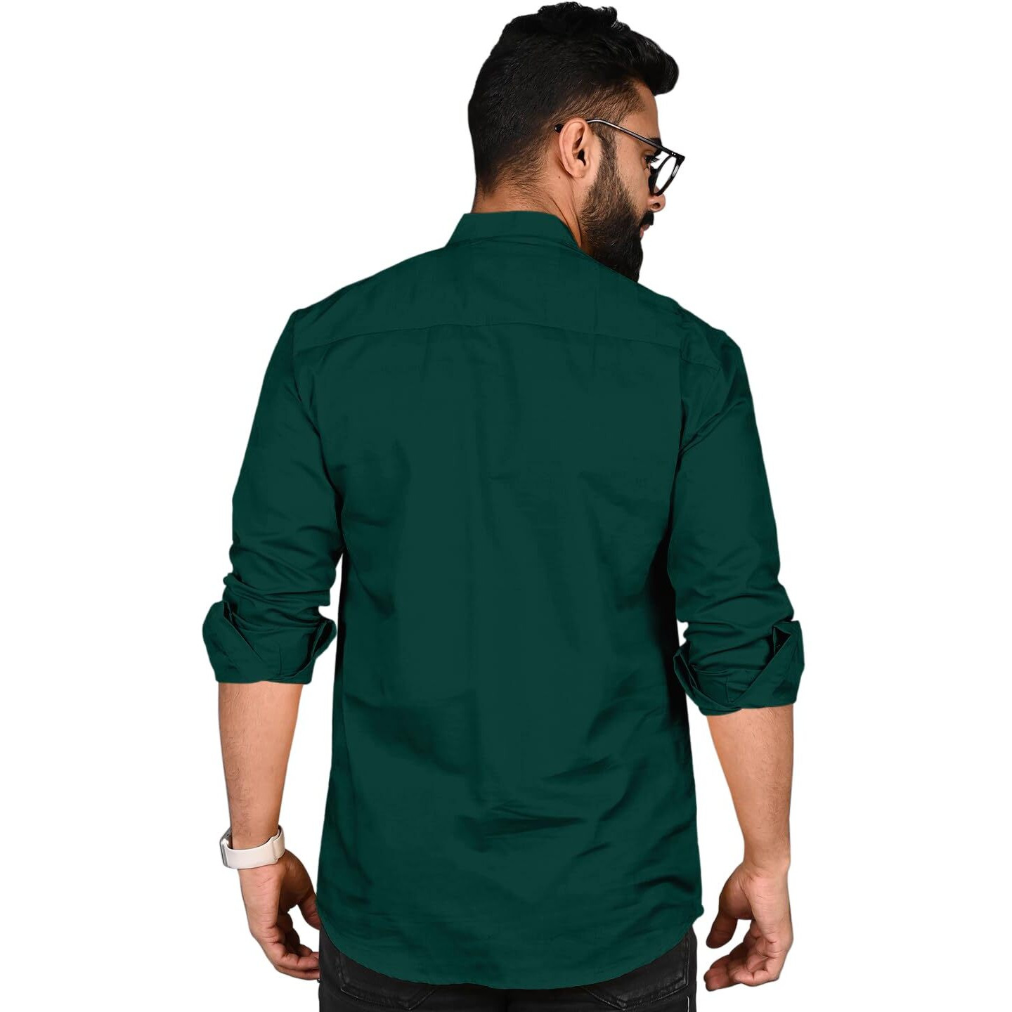 Royalscout Men's Cotton Polyester Blend Solid Regular Fit Full Sleeve Short Kurta Green